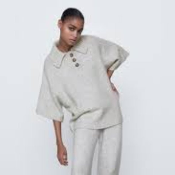 Zara Sweaters - Zara Wool Blend Knit Polo Sweater Top